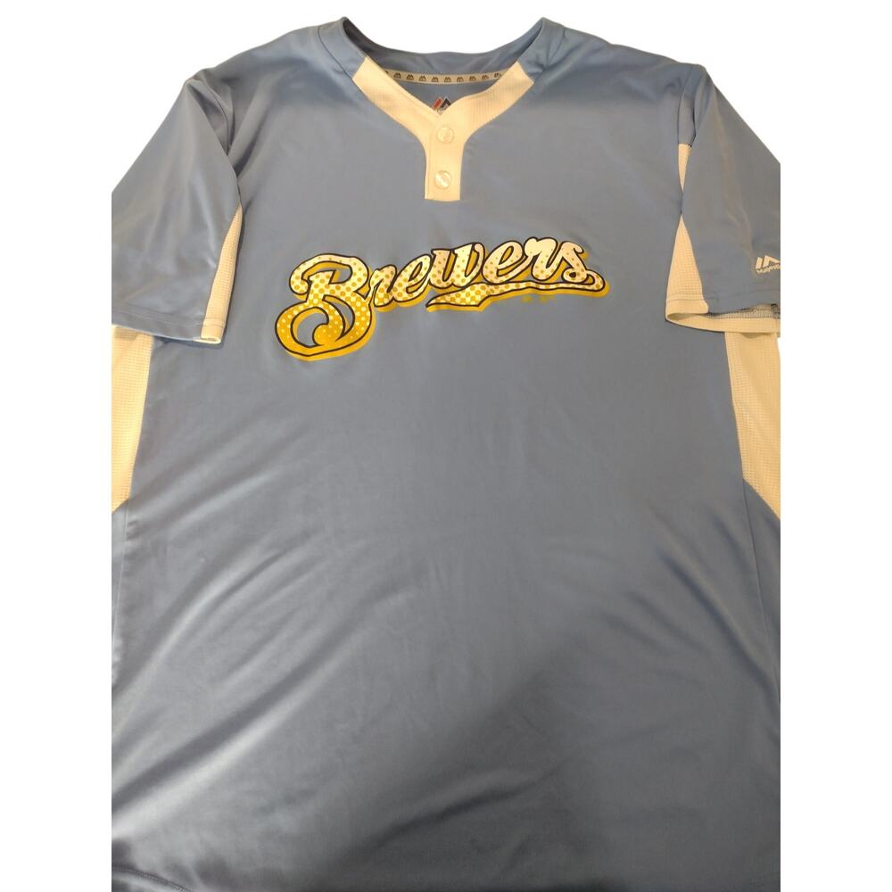 Vintage Majestic Cool Base BREWERS Blue Size XL